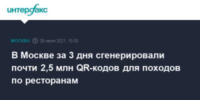 В Москве за 3 дня сгенерировали почти 2,5 млн QR-кодов для походов по ресторанам - interfax.ru - Россия - Москва