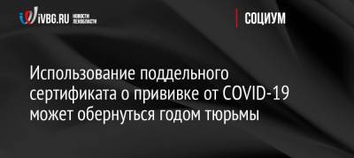 Андрей Клишаса - Использование поддельного сертификата о прививке от COVID-19 может обернуться годом тюрьмы - ivbg.ru - Украина