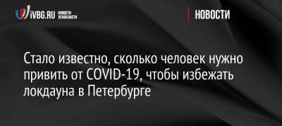 Ирина Чхинджерии - Стало известно, сколько человек нужно привить от COVID-19, чтобы избежать локдауна в Петербурге - ivbg.ru - Санкт-Петербург - Украина