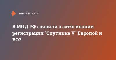 Александр Панкин - В МИД РФ заявили о затягивании регистрации "Спутника V" Европой и ВОЗ - ren.tv - Россия - Евросоюз