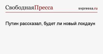 Владимир Путин - Путин рассказал, будет ли новый локдаун - svpressa.ru - Россия
