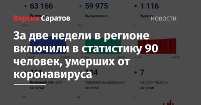 За две недели в регионе включили в статистику 90 человек, умерших от коронавируса - nversia.ru - Саратовская обл.