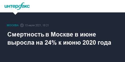 Смертность в Москве в июне выросла на 24% к июню 2020 года - interfax.ru - Москва