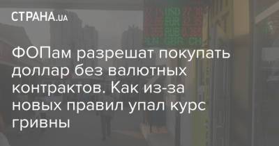 ФОПам разрешат покупать доллар без валютных контрактов. Как из-за новых правил упал курс гривны - strana.ua - Украина