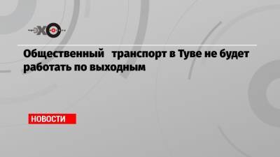 Общественный транспорт в Туве не будет работать по выходным - echo.msk.ru
