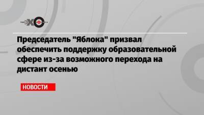 Председатель «Яблока» призвал обеспечить поддержку образовательной сфере из-за возможного перехода на дистант осенью - echo.msk.ru - Москва