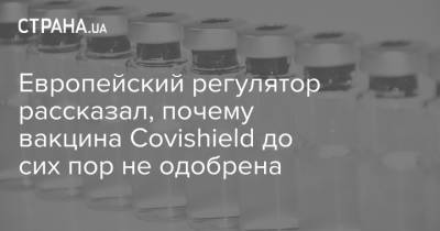 Европейский регулятор рассказал, почему вакцина Covishield до сих пор не одобрена - strana.ua - Украина