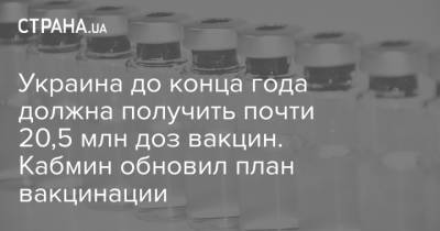 Украина до конца года должна получить почти 20,5 млн доз вакцин. Кабмин обновил план вакцинации - strana.ua - Украина