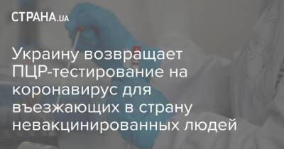 Украину возвращает ПЦР-тестирование на коронавирус для въезжающих в страну невакцинированных людей - strana.ua - Россия - Украина - Индия