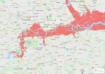 Climate Central создал карту будущих затоплений Лондона - rbnews.uk - Лондон - Садик
