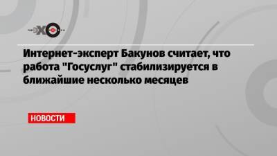 Григорий Бакунов - Интернет-эксперт Бакунов считает, что работа «Госуслуг» стабилизируется в ближайшие несколько месяцев - echo.msk.ru - Москва