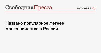 Названо популярное летнее мошенничество в России - svpressa.ru - Россия