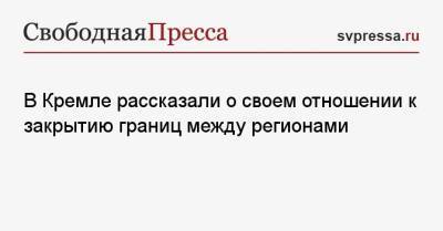 Дмитрий Песков - В Кремле рассказали о своем отношении к закрытию границ между регионами - svpressa.ru - Россия