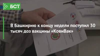 Максим Забелин - В Башкирию к концу недели поступил 30 тысяч доз вакцины «КовиВак» - bash.news - республика Башкирия