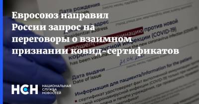 Алексей Кузнецов - Евросоюз направил России запрос на переговоры о взаимном признании ковид-сертификатов - nsn.fm - Россия - Евросоюз