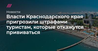 Власти Краснодарского края пригрозили штрафами туристам, которые откажутся прививаться - tvrain.ru - Краснодарский край