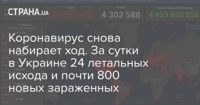 Коронавирус снова набирает ход. За сутки в Украине 24 летальных исхода и почти 800 новых зараженных - strana.ua - Украина