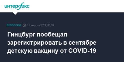 Александр Гинцбург - Гинцбург пообещал зарегистрировать в сентябре детскую вакцину от COVID-19 - interfax.ru - Россия - Москва