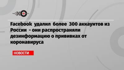 Facebook удалил более 300 аккаунтов из России — они распространяли дезинформацию о прививках от коронавируса - echo.msk.ru - Россия