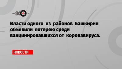 Власти одного из районов Башкирии объявили лотерею среди вакцинировавшихся от коронавируса. - echo.msk.ru - республика Башкирия