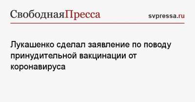 Александр Лукашенко - Лукашенко сделал заявление по поводу принудительной вакцинации от коронавируса - svpressa.ru - Белоруссия