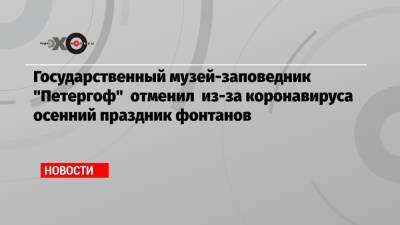 Государственный музей-заповедник «Петергоф» отменил из-за коронавируса осенний праздник фонтанов - echo.msk.ru - Санкт-Петербург