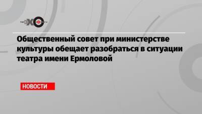Общественный совет при министерстве культуры обещает разобраться в ситуации театра имени Ермоловой - echo.msk.ru