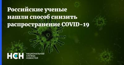 Российские ученые нашли способ снизить распространение COVID-19 - nsn.fm