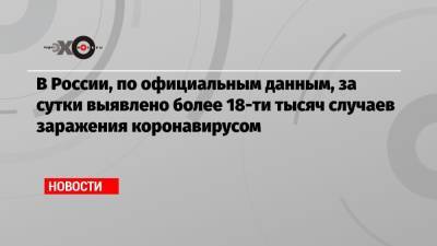 Татьяна Голикова - В России, по официальным данным, за сутки выявлено более 18-ти тысяч случаев заражения коронавирусом - echo.msk.ru - Россия