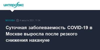 Суточная заболеваемость COVID-19 в Москве выросла после резкого снижения накануне - interfax.ru - Москва