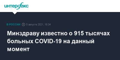 Михаил Мурашко - Минздраву известно о 915 тысячах больных COVID-19 на данный момент - interfax.ru - Россия - Москва