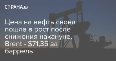 Цена на нефть снова пошла в рост после снижения накануне, Brent - $71,35 за баррель - strana.ua - Украина - Лондон - Нью-Йорк