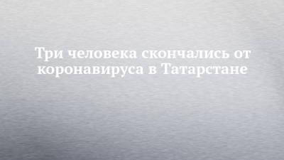 Три человека скончались от коронавируса в Татарстане - chelny-izvest.ru - республика Татарстан