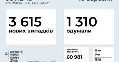В Украине выявили 3 615 новых случаев COVID-19: за сутки умерло 76 человек - prm.ua - Украина