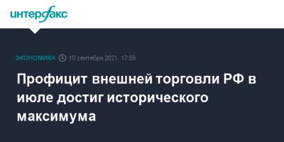 Профицит внешней торговли РФ в июле достиг исторического максимума - interfax.ru - Россия - Москва