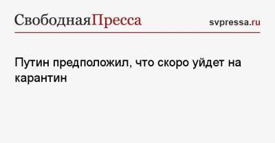 Владимир Путин - Путин предположил, что скоро уйдет на карантин - svpressa.ru - Россия