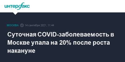 Суточная COVID-заболеваемость в Москве упала на 20% после роста накануне - interfax.ru - Москва