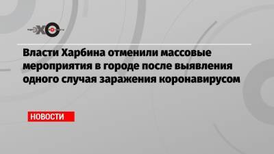 Власти Харбина отменили массовые мероприятия в городе после выявления одного случая заражения коронавирусом - echo.msk.ru - Россия - Китай