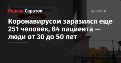 Коронавирусом заразился еще 251 человек, 84 пациента — люди от 30 до 50 лет - nversia.ru - район Энгельсский - Саратов - Саратовская обл.