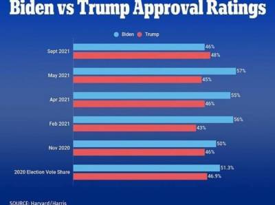 Трамп обогнал Байдена по рейтингу поддержки избирателей - rf-smi.ru - Сша - Афганистан