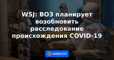 WSJ: ВОЗ планирует возобновить расследование происхождения COVID-19 - news.mail.ru - Китай