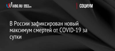 В России зафиксирован новый максимум смертей от COVID-19 за сутки - ivbg.ru - Россия - Украина