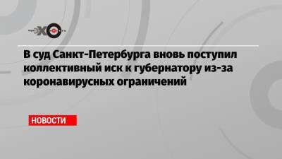 В суд Санкт-Петербурга вновь поступил коллективный иск к губернатору из-за коронавирусных ограничений - echo.msk.ru - Санкт-Петербург