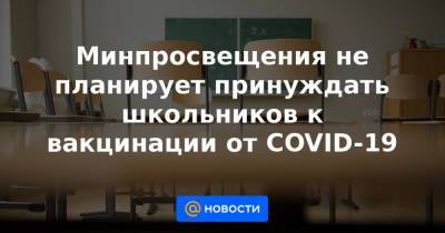 Минпросвещения не планирует принуждать школьников к вакцинации от COVID-19 - news.mail.ru - Россия