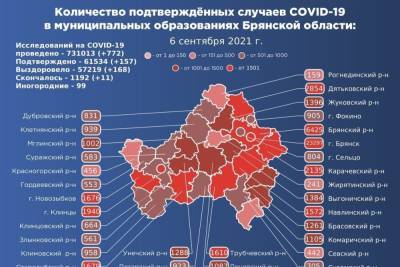 На Брянщине подтвердились 157 новых случаев коронавируса - mk.ru - Брянская обл.