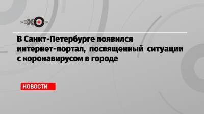 Алексей Куприянов - В Санкт-Петербурге появился интернет-портал, посвященный ситуации с коронавирусом в городе - echo.msk.ru - Санкт-Петербург