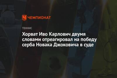 Джокович Новак - Хорват Иво Карлович двумя словами отреагировал на победу серба Новака Джоковича в суде - championat.com - Австралия - Мельбурн