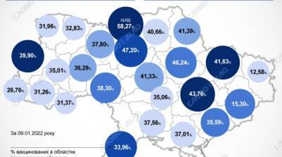 Карта вакцинации: ситуация в областях Украины на 10 января - ru.slovoidilo.ua - Украина