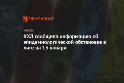 КХЛ сообщила информацию об эпидемиологической обстановке в лиге на 13 января - championat.com - Сочи - Рига
