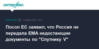 Маркус Эдерер - Посол ЕС заявил, что Россия не передала EMA недостающие документы по "Спутнику V" - interfax.ru - Россия - Москва - Евросоюз - Брюссель